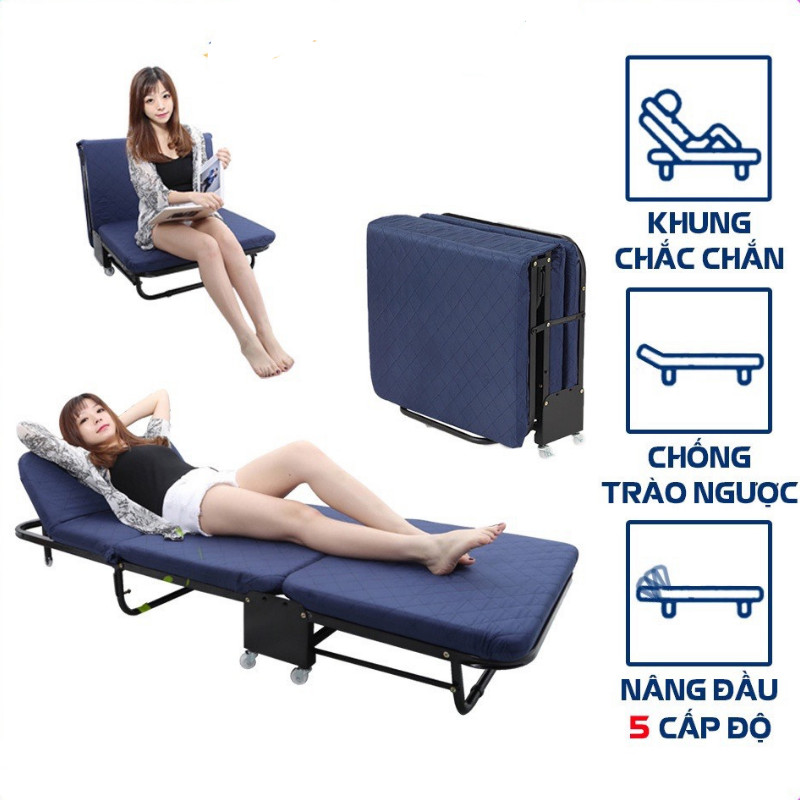 Giường gấp 3 khúc có nệm B75- rộng 75cm